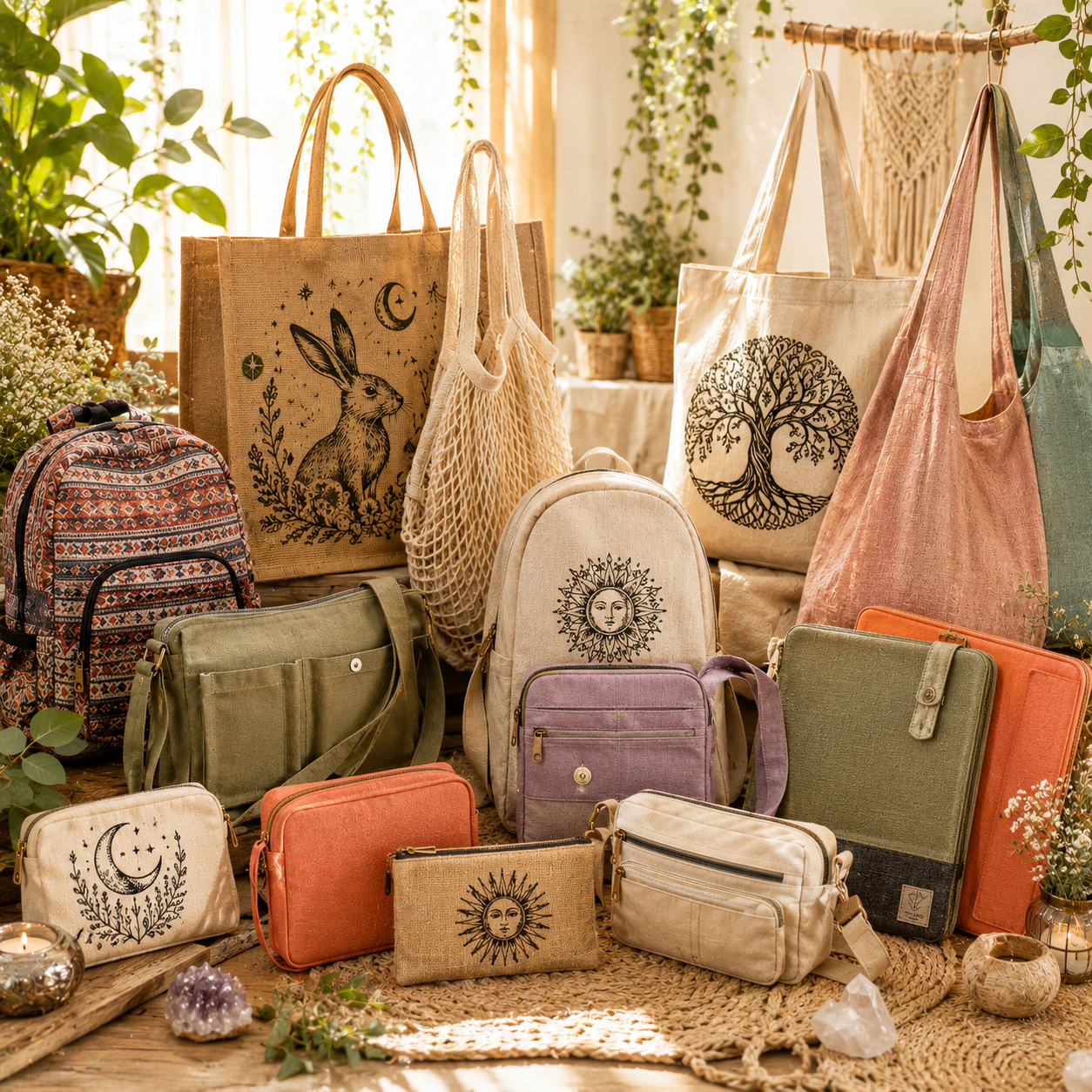 Bolsos, Mochilas & Neceseres; Textil-Natural