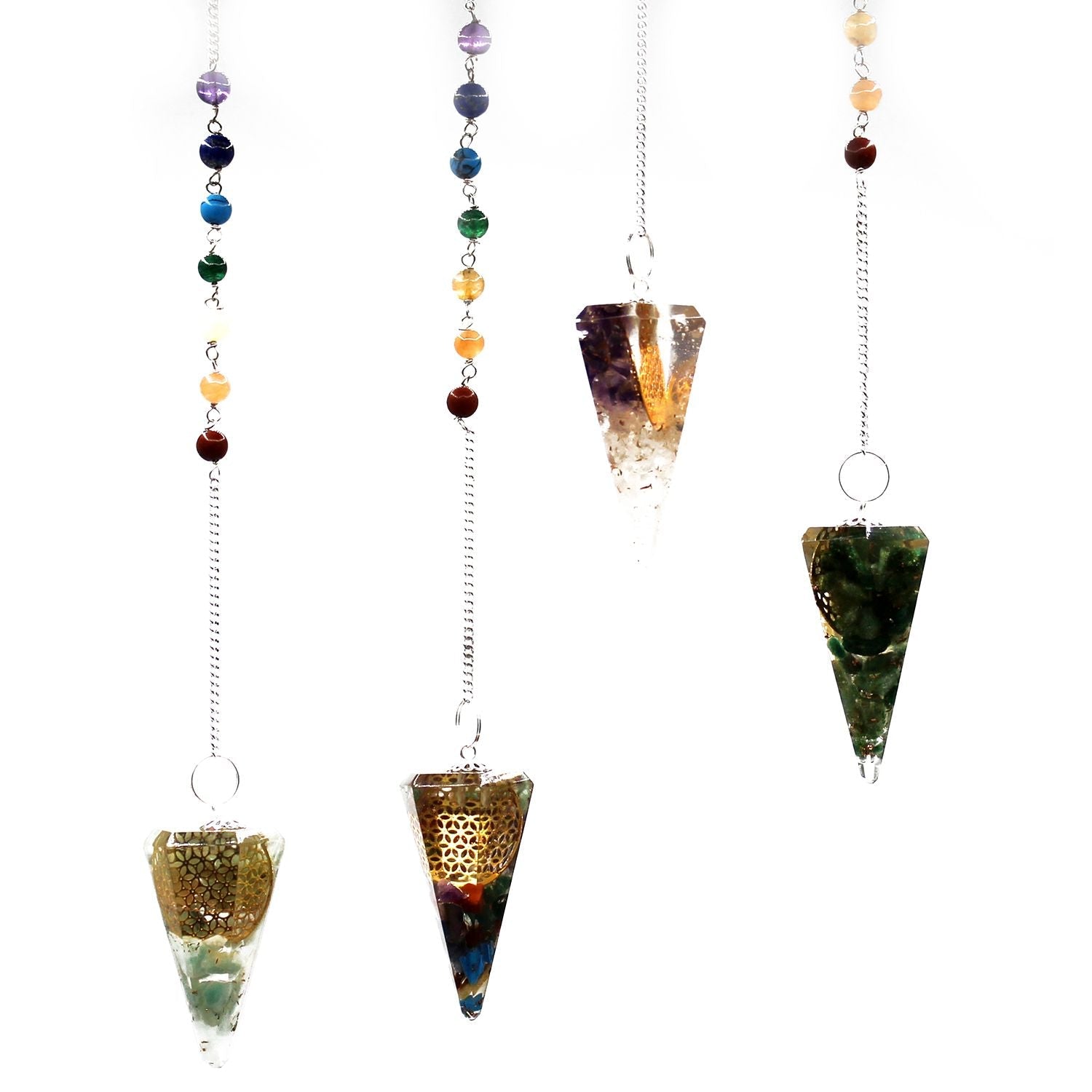 Péndulo de Orgonita 7 Chakras (Hecho a Mano) ( 12 modelos )
