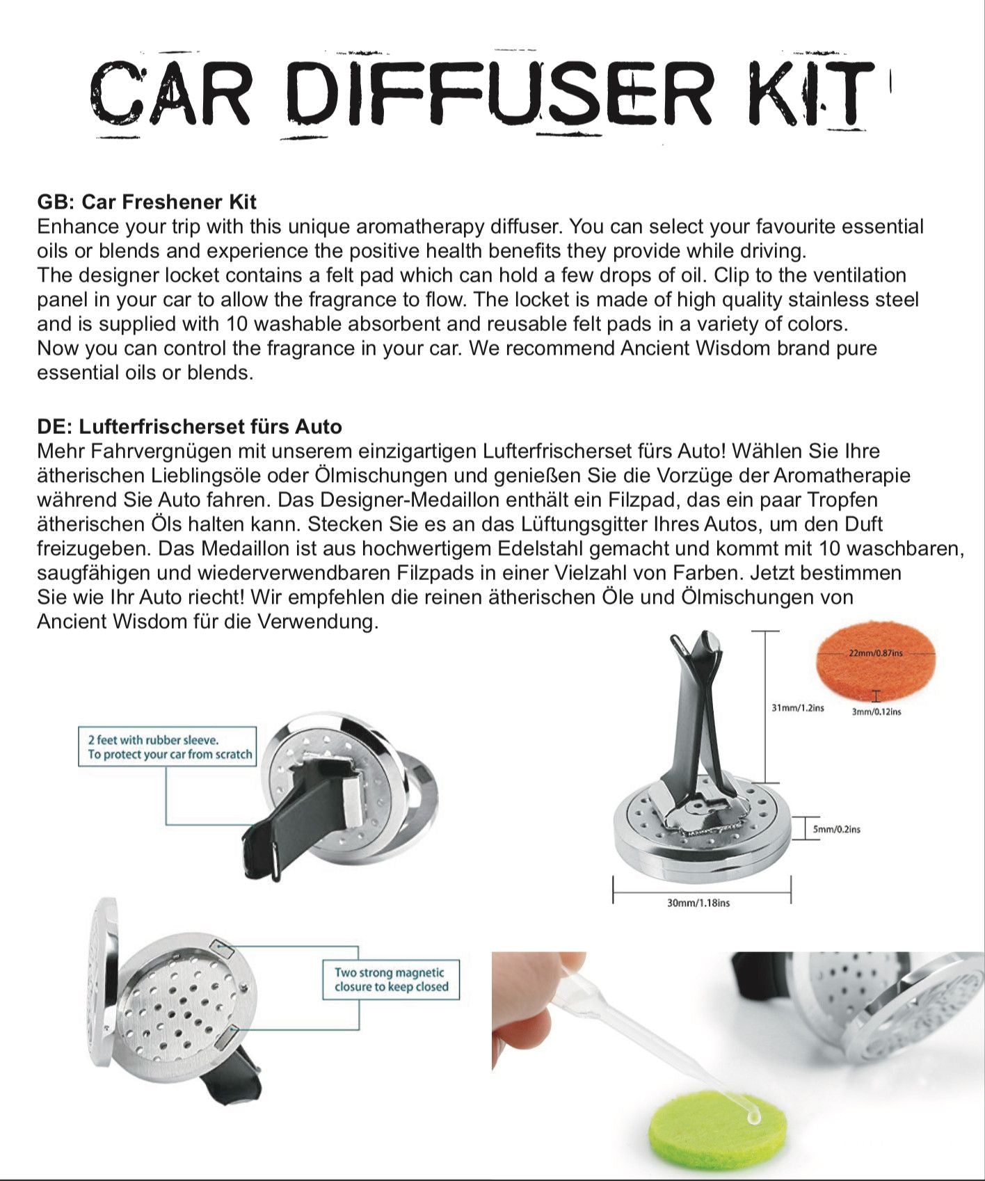 Kit difusor para coche - Buda de loto - 30mm