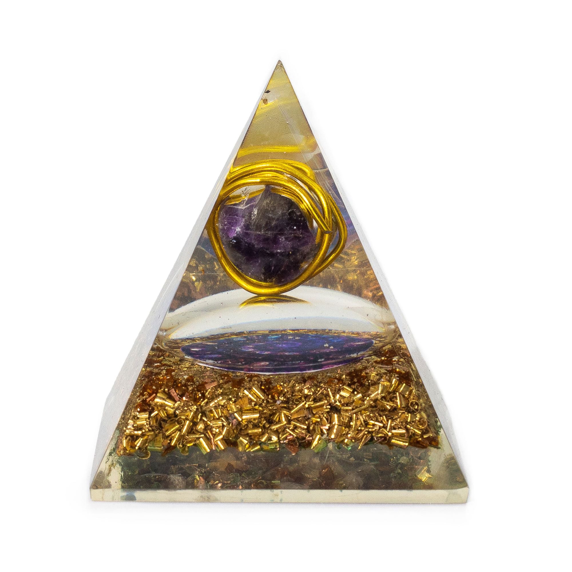 Med Organite Pirámides 7x6 cm - Amatista envuelta - Virutas de cobre