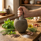 Mortero y Maja de Piedra Natural o Madera de Teca ( 6 modelos )