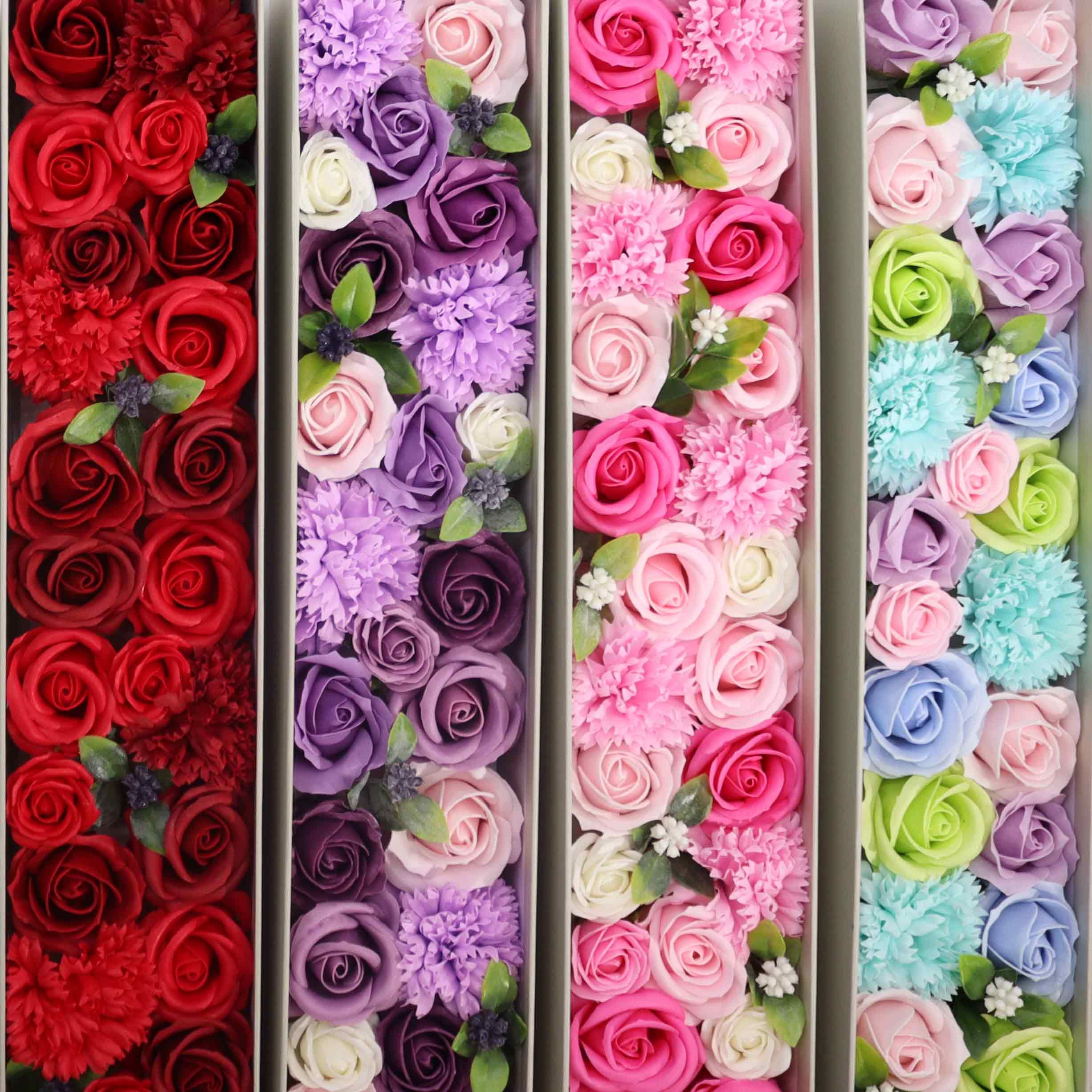 Flores de Jabón Celebraciones y Festejos -  Caja Extra Larga ( 7 modelos diferentes )