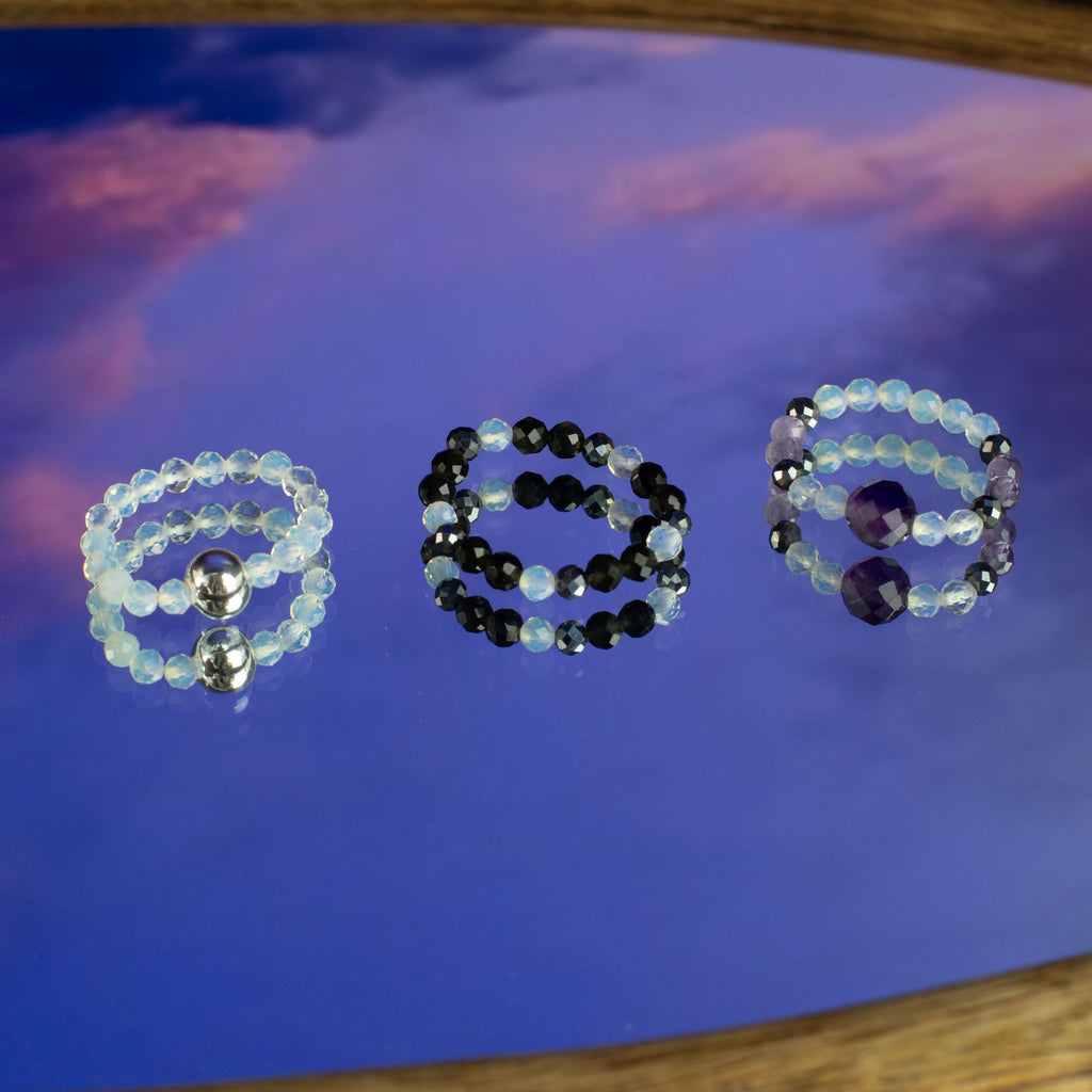 Conjunto de 3 Anillos con Gemas Ninfa ( 7 modelos )