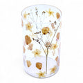 Portavelas jarrón alto de Vidrio floral natural - Rosa (19x11 cm)