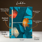 Cuaderno Lokta Bold Floral – Grande (21x15cm) – 45 hojas – Incluye marcador de página – Azul medianoche