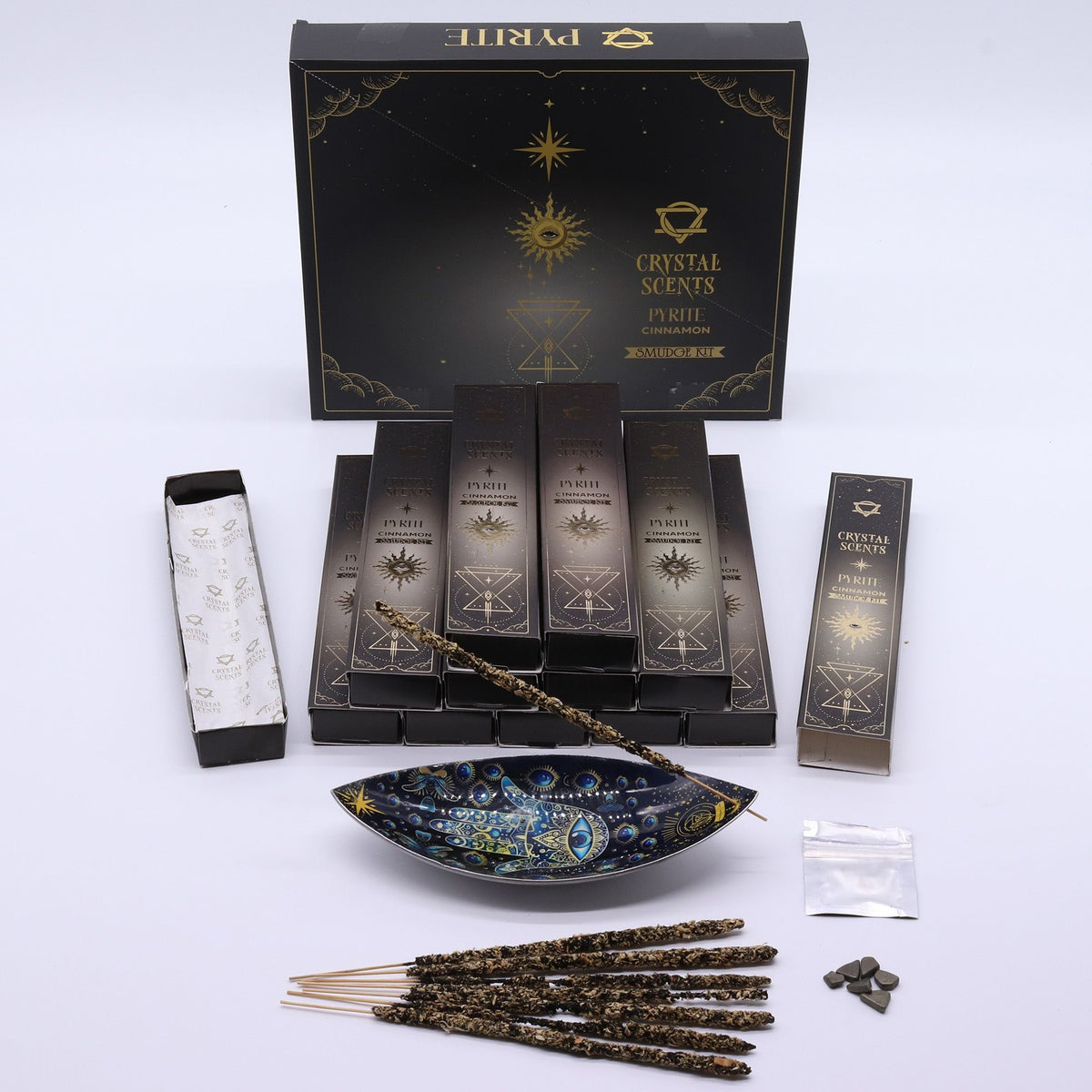 Incienso de purificación con fragancia de cristal de pirita - Canela
