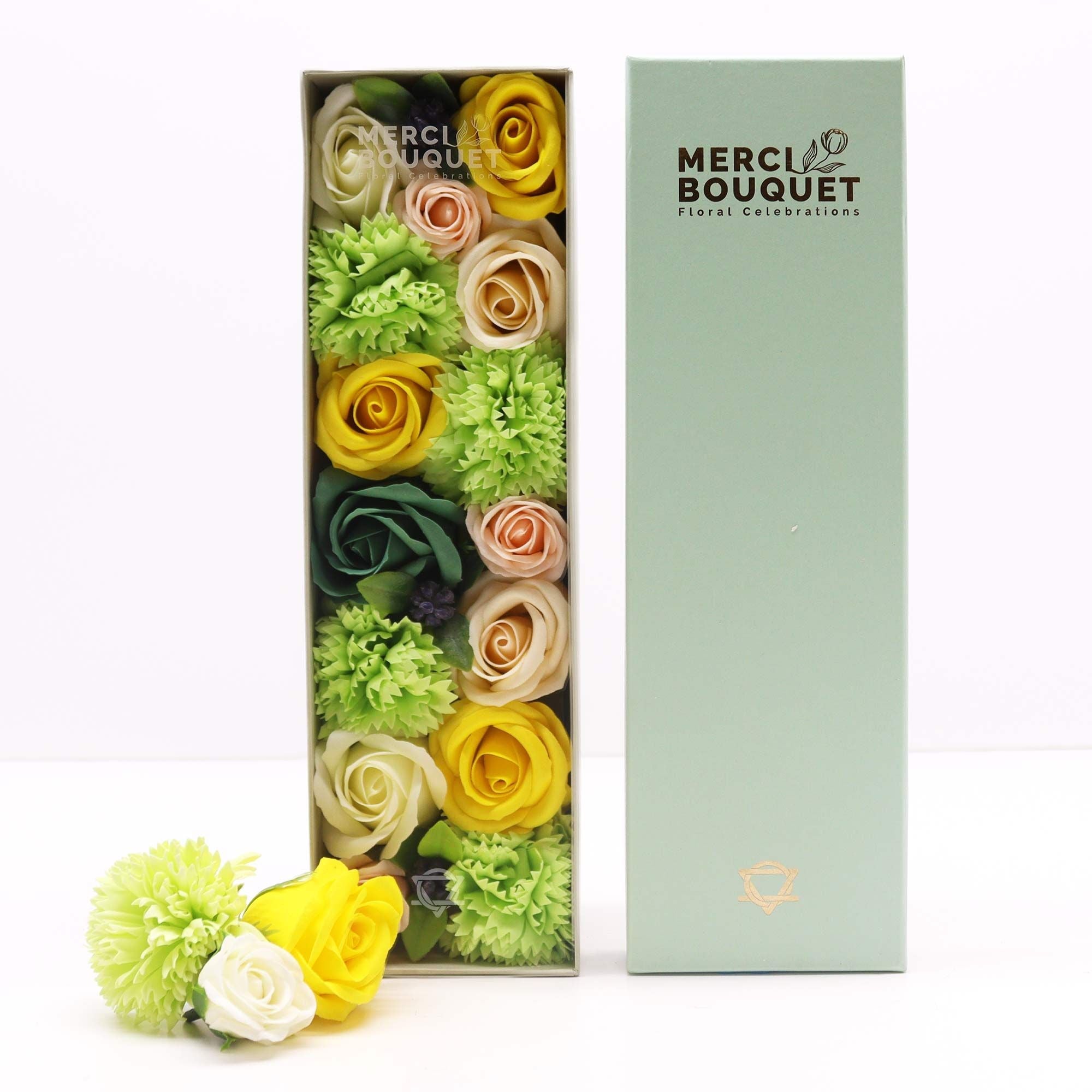 Flores de Jabón Celebraciones y Festejos -  Caja Larga ( 6 modelos diferentes )