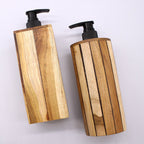 Dispensador de jabón de madera de teca natural - Redondo