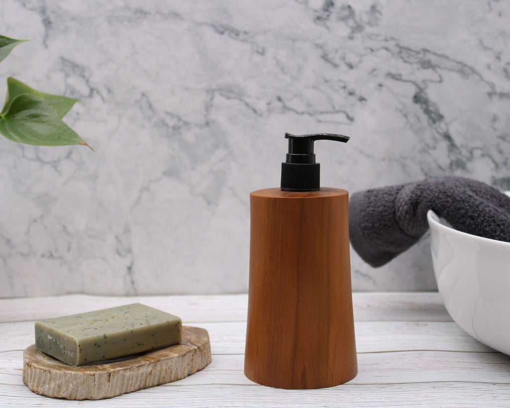 Dispensador de jabón de madera de teca natural - Taper