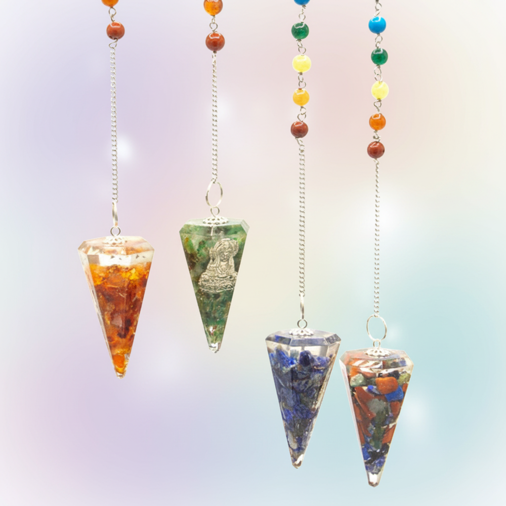 Péndulo de Orgonita 7 Chakras (Hecho a Mano) ( 12 modelos )