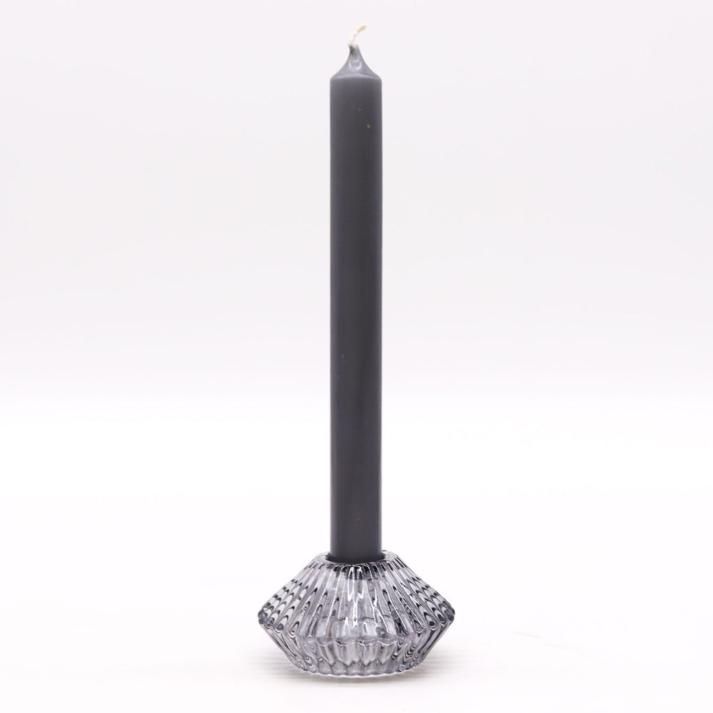 Portavelas reversible con diseño de flor para cena / vela de té - Gris medianoche