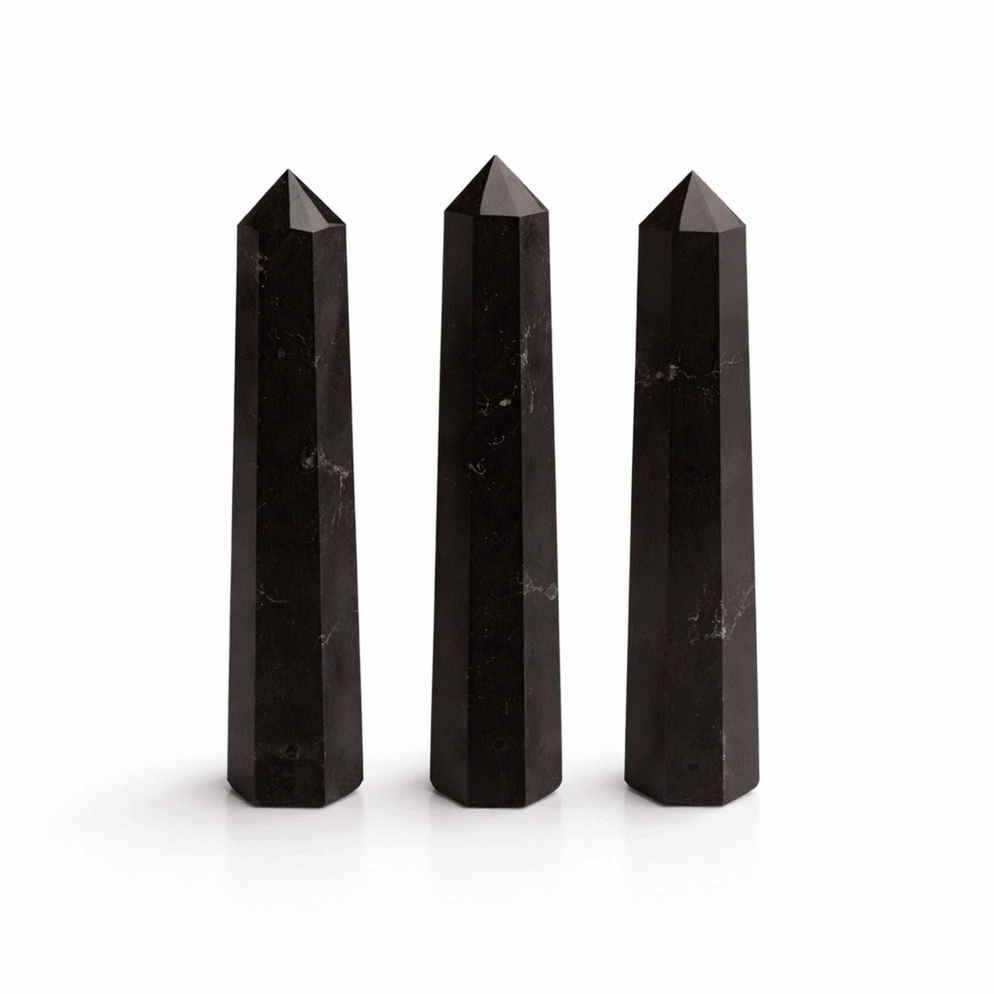 Punta obelisco de seis caras de piedra preciosa, aprox. 11 cm - Turmalina negra
