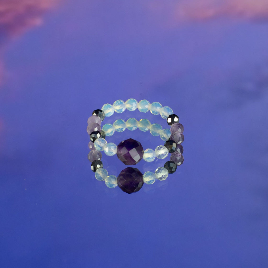 Conjunto de anillos de gema del espíritu de ninfa - Luna Llena