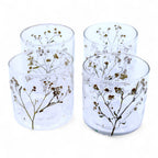 Portavelas recto de Vidrio floral natural - Margarita  - (8x8 cm)