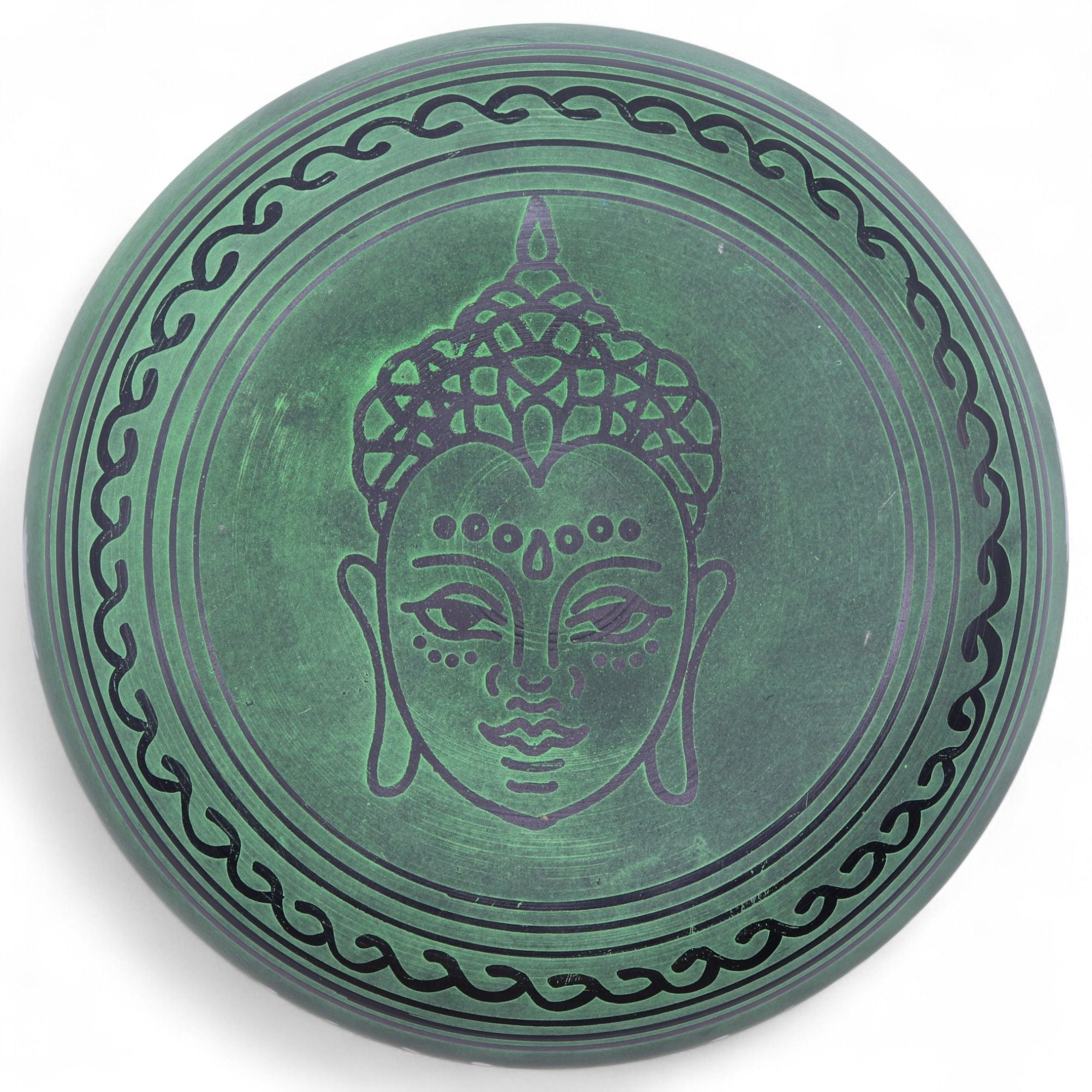 Cuenco tibetano de canto con forma de hongo - Verde musgo (23x10,5 cm, 1,3 kg)