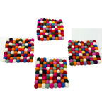 Posavasos cuadrados de fieltro de 10 cm, multicolor (juego de 4)
