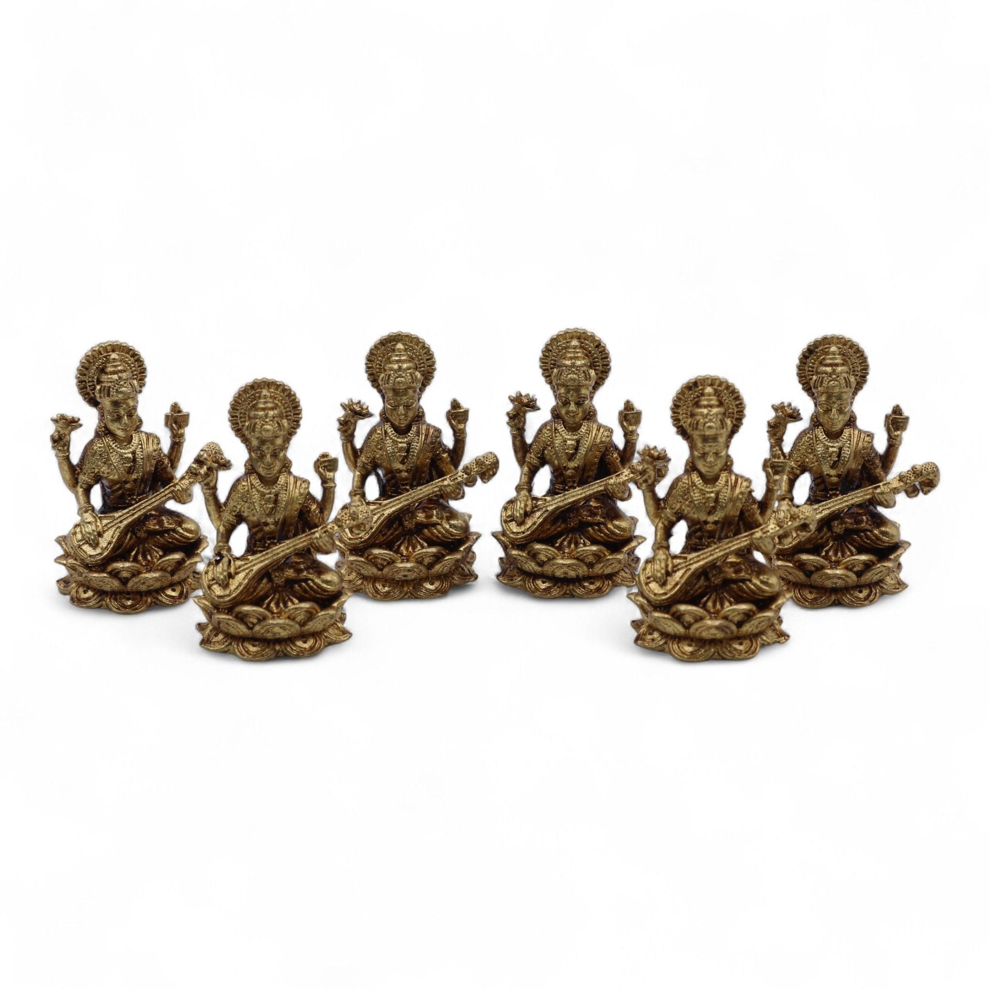 Dioses en miniatura de latón - Sarswati (22gms)  - 34mm