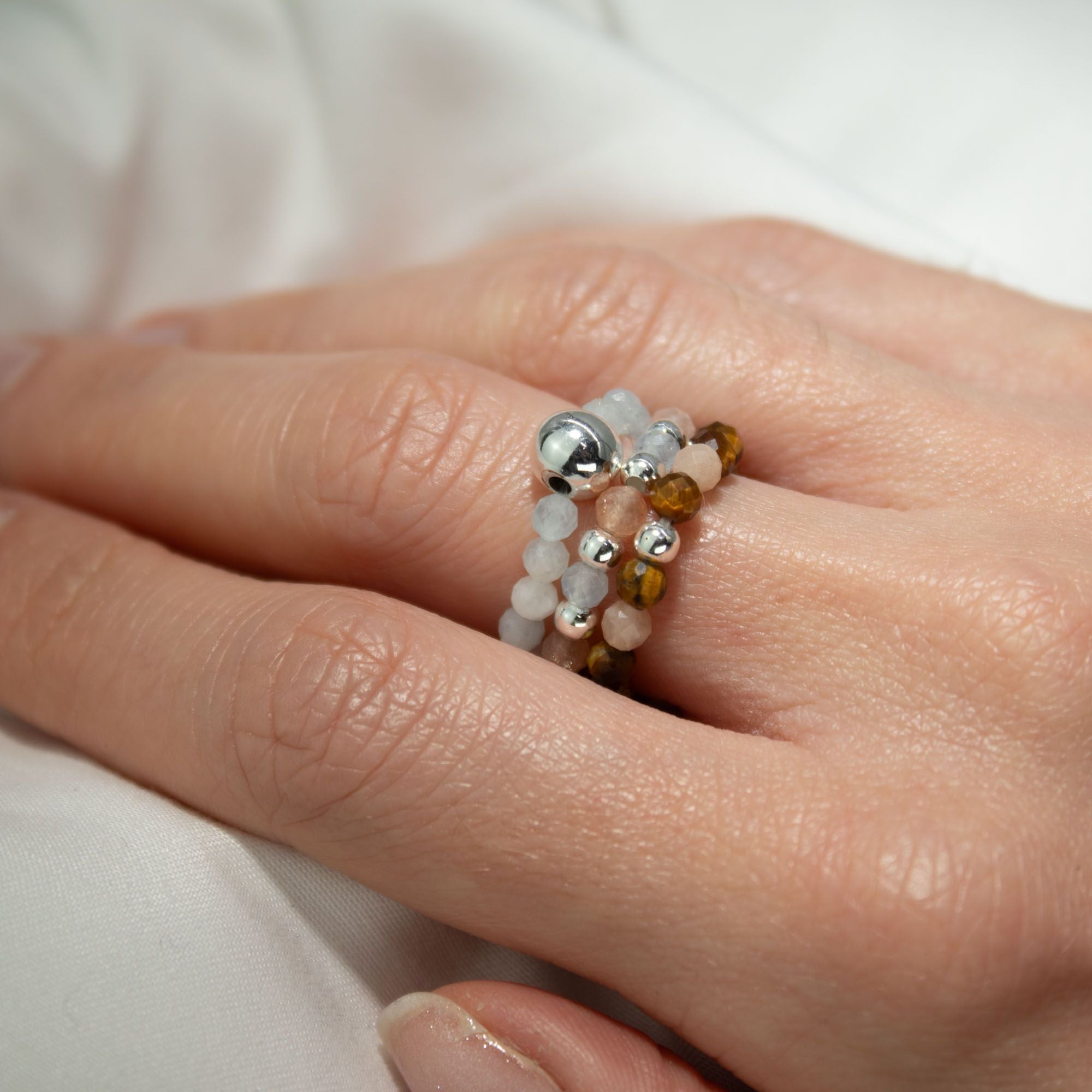 Conjunto de 3 Anillos con Gemas Ninfa ( 7 modelos )