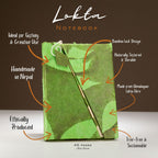 Lokta Bold Floral Bamboo Lock Notebook – Mediano (15x12cm) – 45 Hojas – Verde musgo