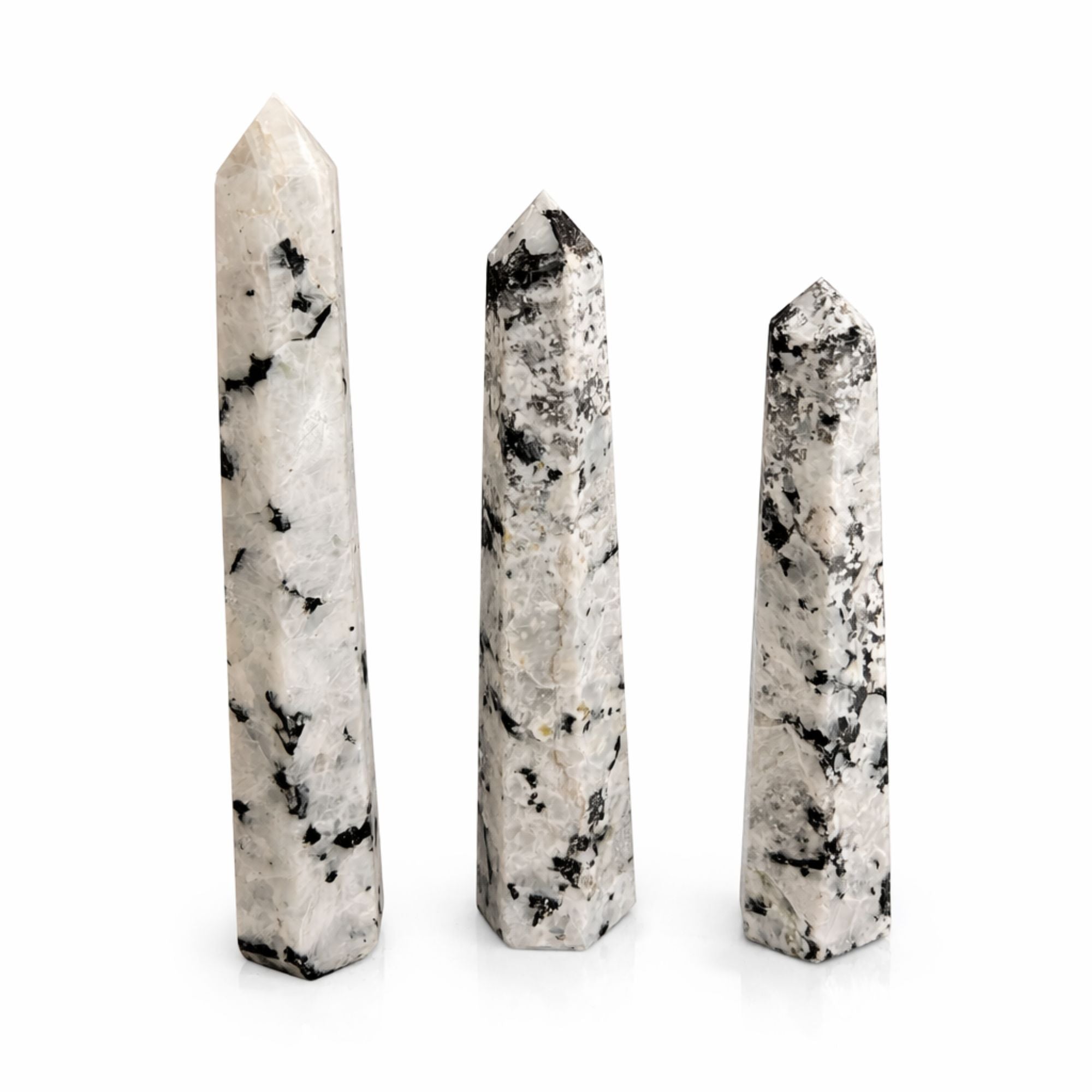 Punta Obelisco de Seis Caras de Piedra Preciosa ( 8 piedras diferentes )