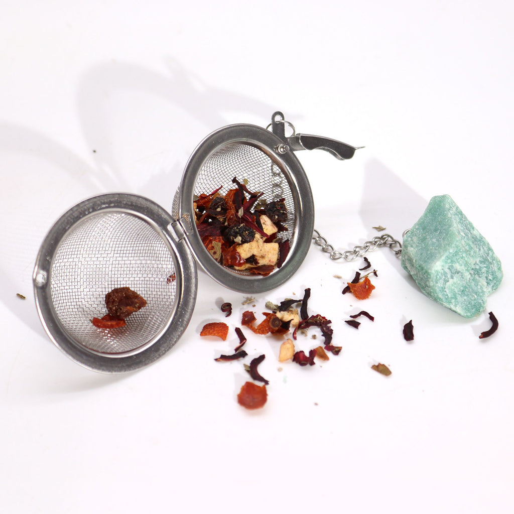 Colador de té de piedras preciosas de cristal crudo - Ojo de tigre dorado