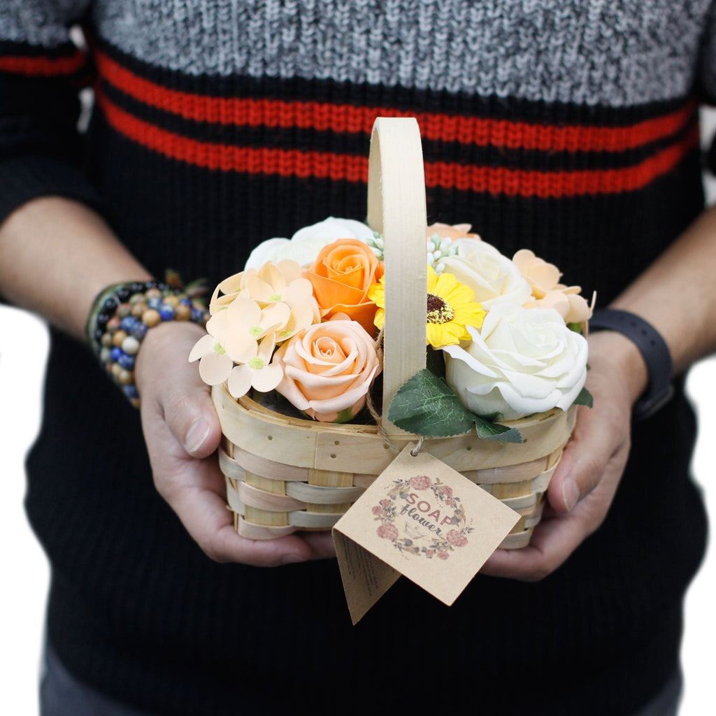 Ramo de Flores de Jabón en Cesta/Canasta de Mimbre ( 8 modelos )