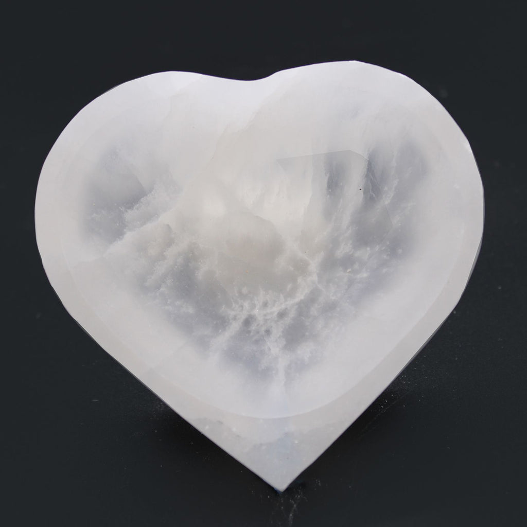 Cuenco de corazón de selenita - 10cm