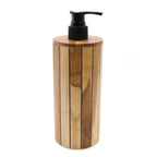 Dispensador de jabón de madera de teca natural - Redondo