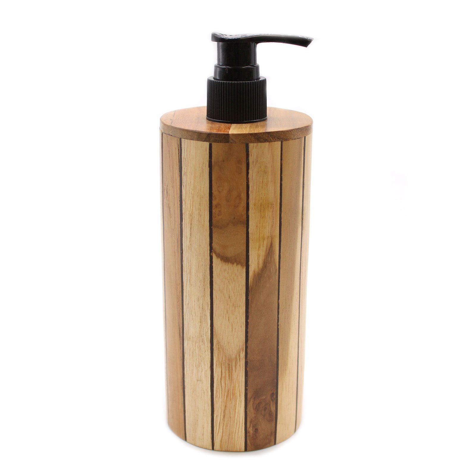Dispensador de jabón de madera de teca natural - Redondo