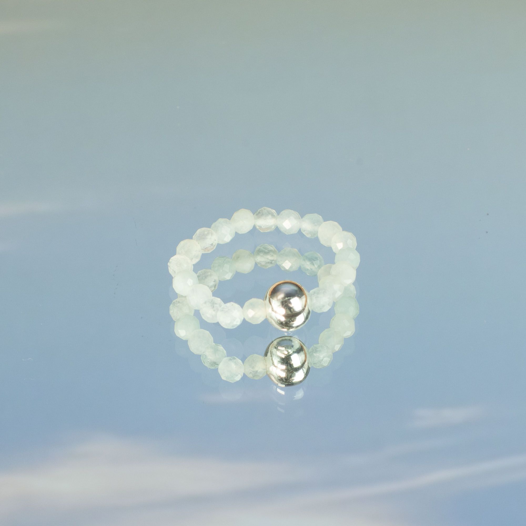 Conjunto de anillos con gemas de ninfa espiritual - Puesta de sol marina