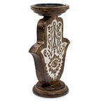 Candelabro de Madera de Mango - Hamsa - Grande 25x18cm