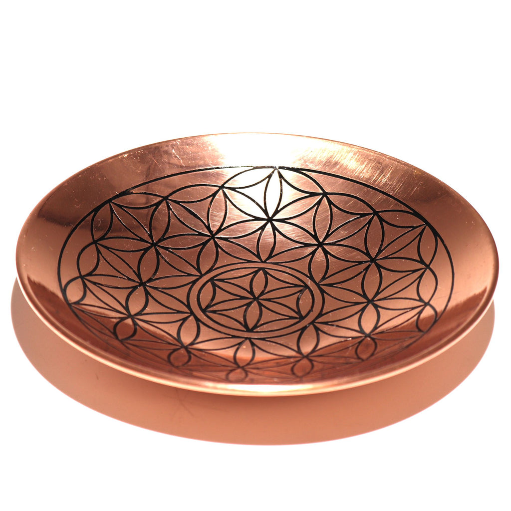 Plato de cobre para ofrendas - Flor de la Vida