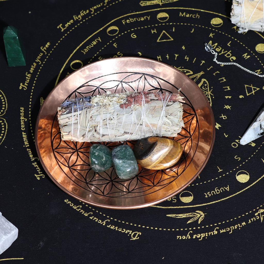 Plato de cobre para ofrendas - Flor de la Vida