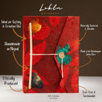 Lokta Bold Floral Notebook – Grande (21x15cm) – 45 hojas – Incluye marcador – rubí