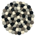 Mantel individual redondo de bolas de fieltro - 20 cm, color gris multicolor