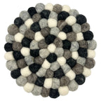 Mantel individual redondo de bolas de fieltro - 20 cm, color gris multicolor