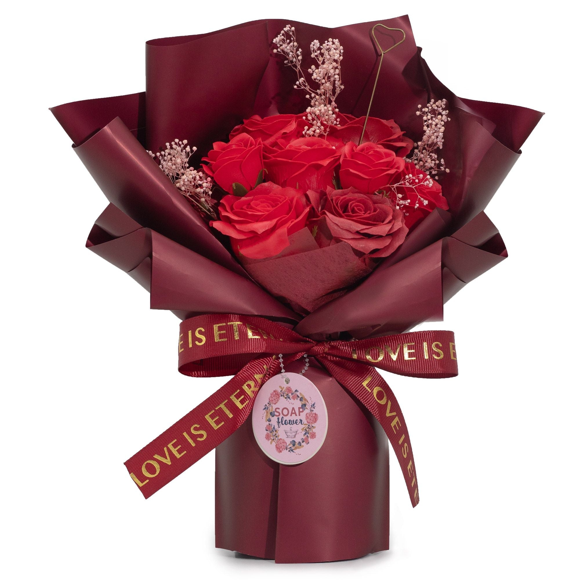 Ramo Grande de Flores de Jabón - El Amor es Eterno - Tarjeta de Regalo ( 3 modelos )