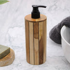 Dispensador de jabón de madera de teca natural - Redondo
