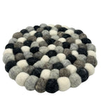 Mantel individual redondo de bolas de fieltro - 20 cm, color gris multicolor