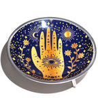 Plato de ofrenda esmaltado de tres patas - Hamsa azul medianoche