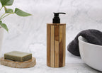 Dispensador de jabón de madera de teca natural - Redondo