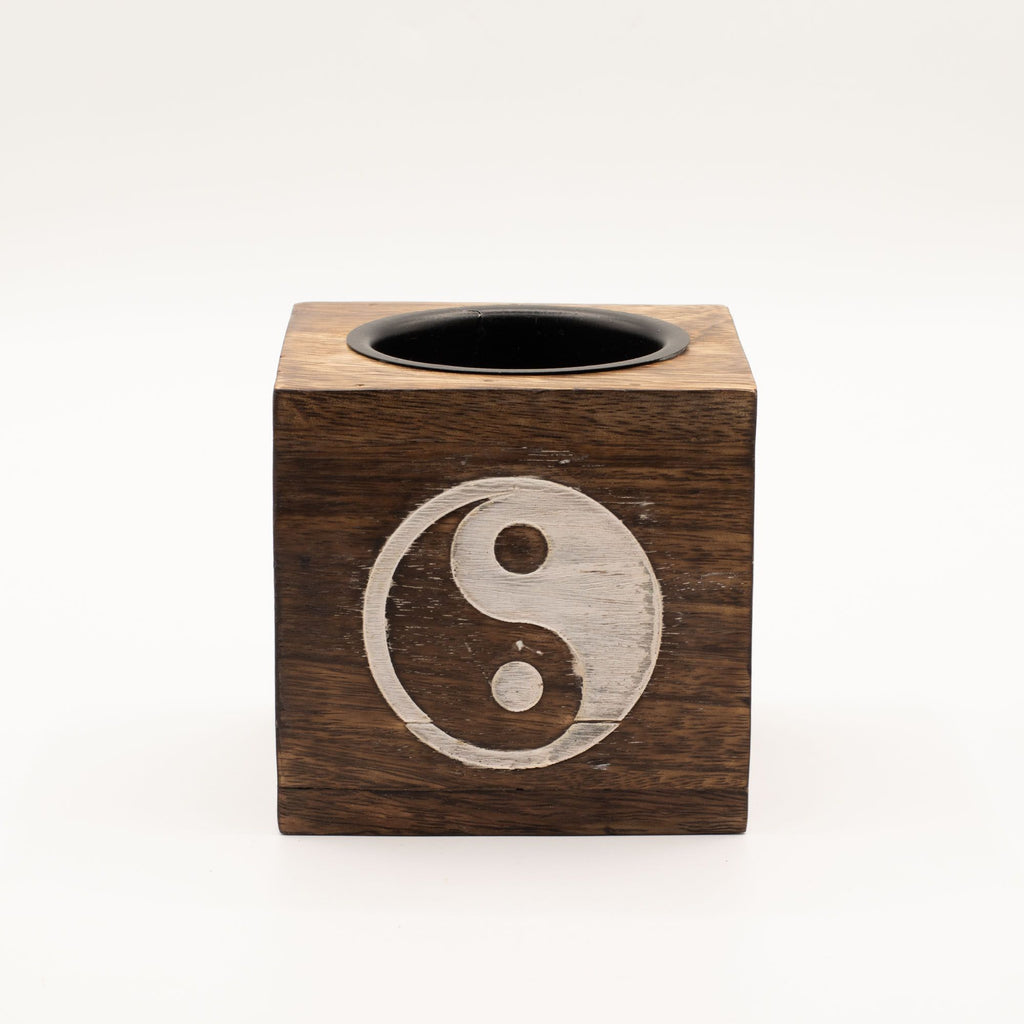 Quemador de aceite de madera de mango cuadrado - Yin Yang 1