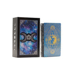 Conjunto de cartas de Tarot con lámina azul - Cara de la Luna - con folleto