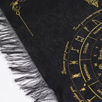 Tela de adivinación con péndulo de bruja antigua - Rostro del Sol - Negro y Oro