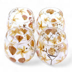 Portavelas recto de Vidrio floral natural - rosa - (8x8cm)