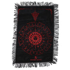 Tela de Adivinación con Péndulo de Bruja Antigua - Rostro del Sol - Negro y Rojo Sangriento