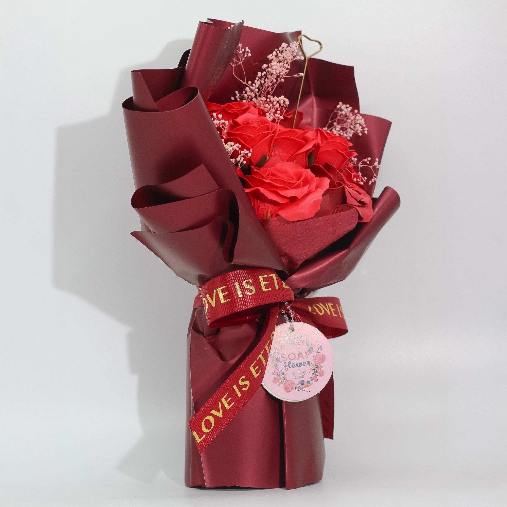 Ramo Grande de Flores de Jabón - El Amor es Eterno - Tarjeta de Regalo ( 3 modelos )