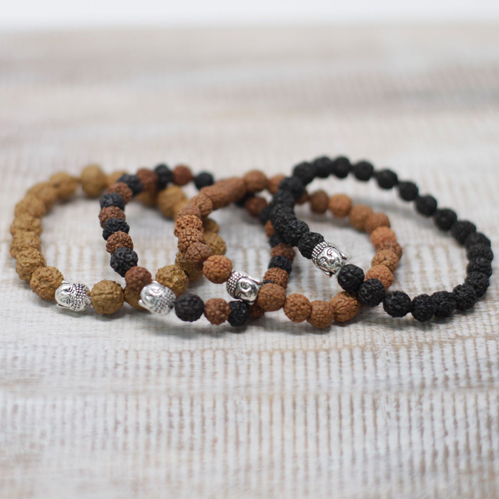 Surtido de brazaletes Rudraksha Buddah