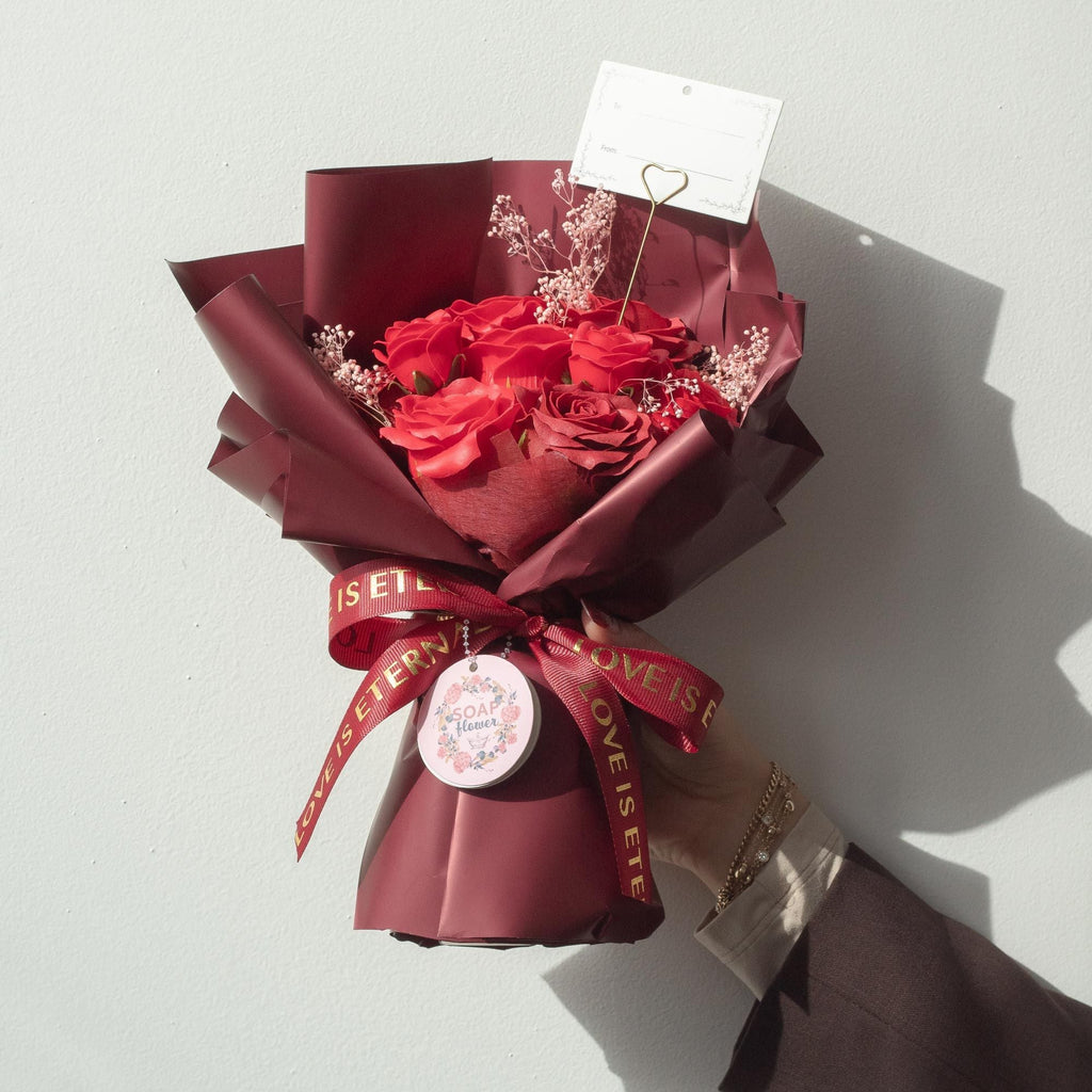 Ramo Grande de Flores de Jabón - El Amor es Eterno - Tarjeta de Regalo ( 3 modelos )
