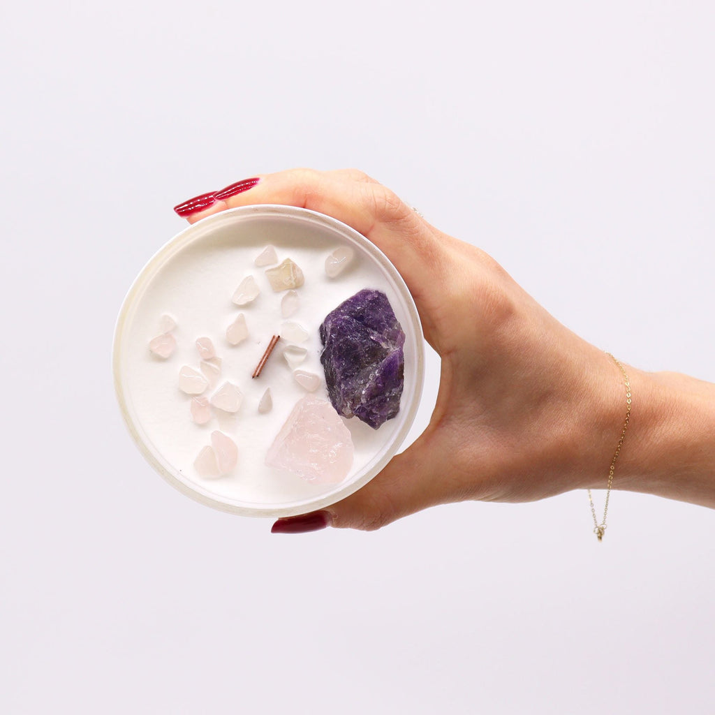 Vela de Chakra con Cristales Naturales ( 8 modelos )